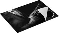 Chefcare Inductie Beschermer Maffia Man met een Pistool in Handen - Zwart Wit - 75x50 cm - Inductie Mat