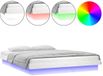 vidaXL Bedframe LED massief hout wit 140x190 cm