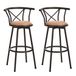 MEUBLE COSY Barkrukken, set van 2 barstoelen vintage, 360 graden draaibaar met rugleuning en voetensteun, zitting 77cm hoog, industriële stijl, bruin, 56x40x99,5cm
