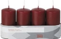 Trend Candles 4x Bordeauxrode cilinderkaars/stompkaars 5 x 10 cm 18 branduren - Geurloze donkerrode kaarsen - Woondecoraties