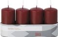 Trend Candles 4x Bordeauxrode cilinderkaars/stompkaars 5 x 10 cm 18 branduren - Geurloze donkerrode kaarsen - Woondecoraties