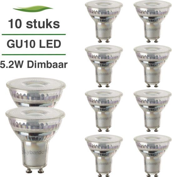 Lybardo 10 x LED GU10 5.2W 3000K Warm White Dimmable Spotlights
