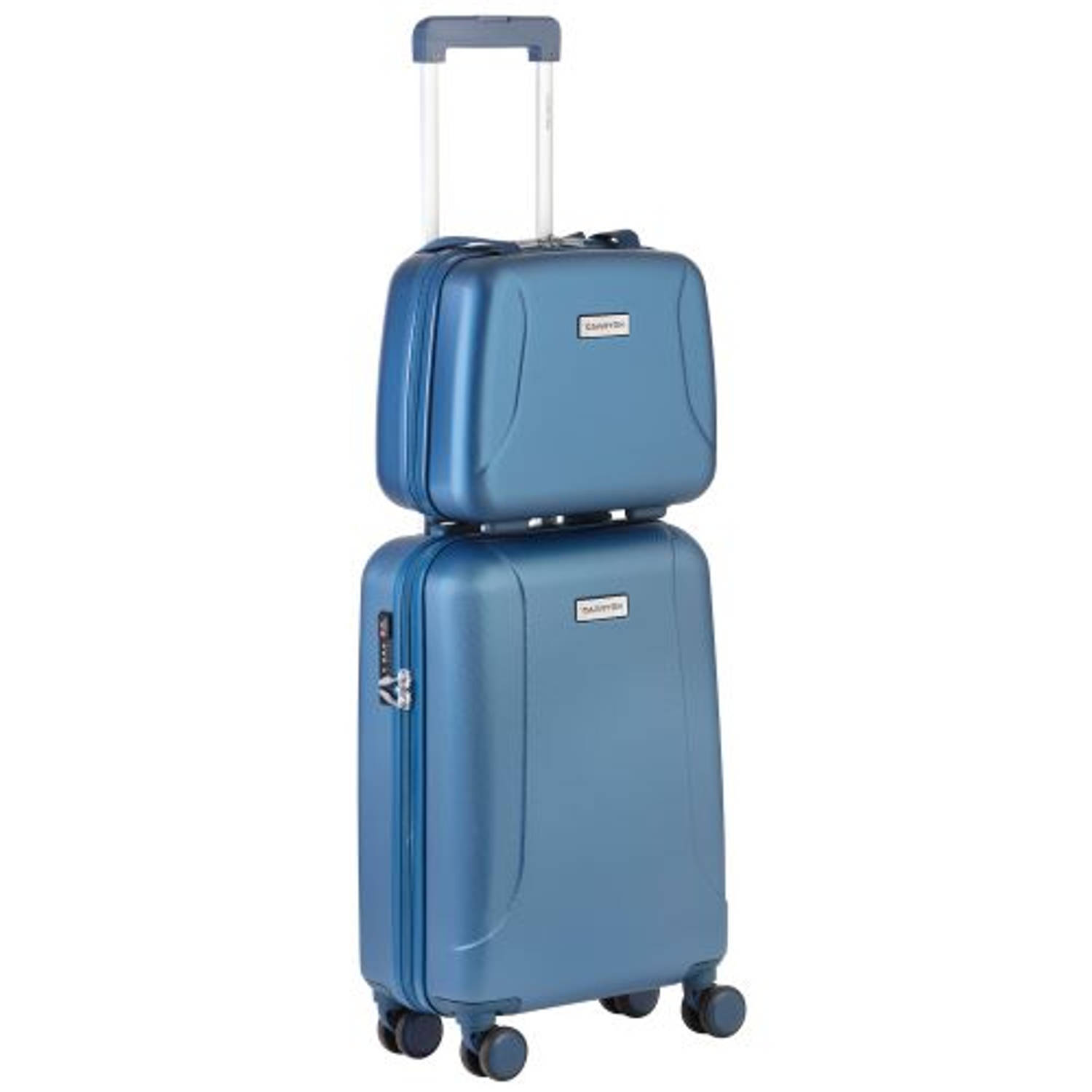 CarryOn Skyhopper Handbagage en Beautycase - 55cm TSA Trolley en Make-up koffer - Blauw