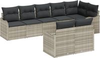 vidaXL Tuinbank - Set - 8 zitplekken - Lichtgrijs - Polyrattan