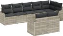 vidaXL Banc de jardin - Ensemble - 8 places - Gris clair - Polyrattan