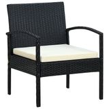VidaXL Tuinstoel met kussen poly rattan zwart
