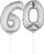 Shoppartners Bv 60 jaar leeftijd feestartikelen - versiering cijfers - ballonnen op stokje - van 41 cm - Combi van cijfer 60 - in het zilver