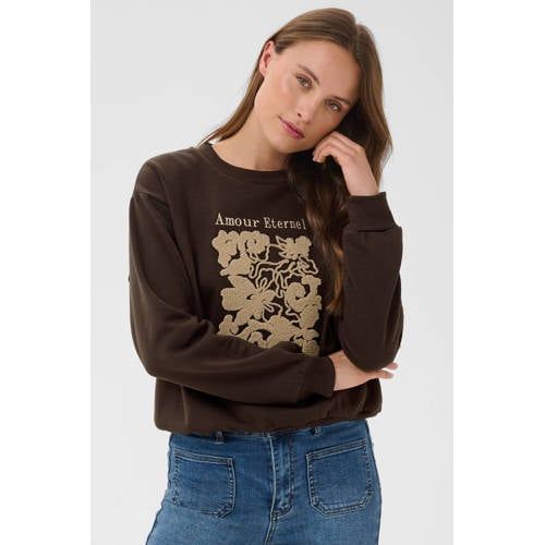 Kaffe KAroseanne Sweat Dames Trui - Coffee Bean