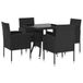 vidaXL 5-delige tuinset poly rattan zwart - Eettafel - 4 zitplekken
