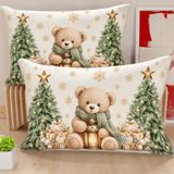 PETTI Artigiani Italiani 2 kerstkussenslopen Teddy Gold 50 x 80 cm