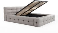 Vente-unique Bed met opbergruimte stof lichtgrijs 140 x 190 cm