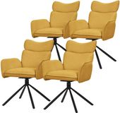 ML-Design Eetkamerstoel set van 4 draaibaar mosterd stof 49 cm zithoogte