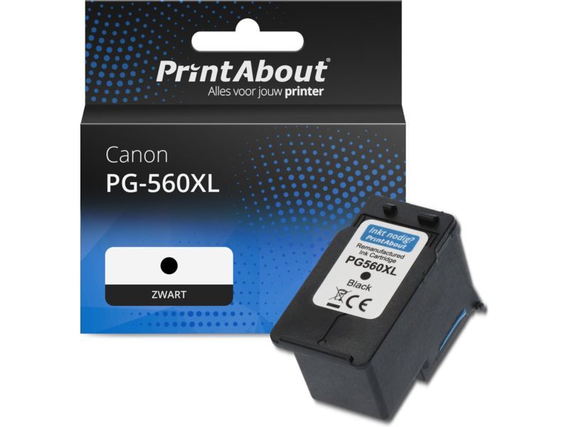 PrintAbout Inktcartridge PG-560XL Zwart Hoge capaciteit geschikt voor Canon