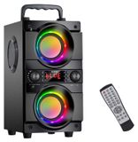 Merkloos Draagbare Bluetooth-luidspreker 60 W - Dubbele subwoofer - Party-ledlampen - Karaoke - 8000 mAh