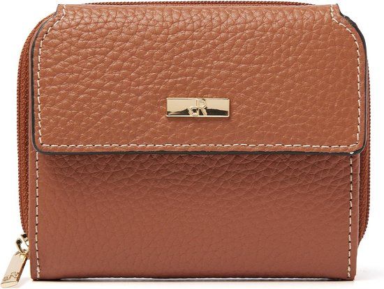 dR Amsterdam Damesportemonnee - Mocha - Ritsportemonnee - Leer - RFID - 8 Pasjes