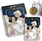 HappyMots - Cadeauset horoscoop | notitieboek A5 + notitieboek A6 + sleutelhanger Je bent iets bijzonders | Sterrenbeeld: Tweelingen | Origineel cadeau als verrassing