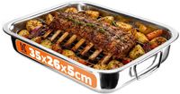 KADAX Braadpan met rooster, roestvrij staal, 35 x 26 x 6 cm, zilver