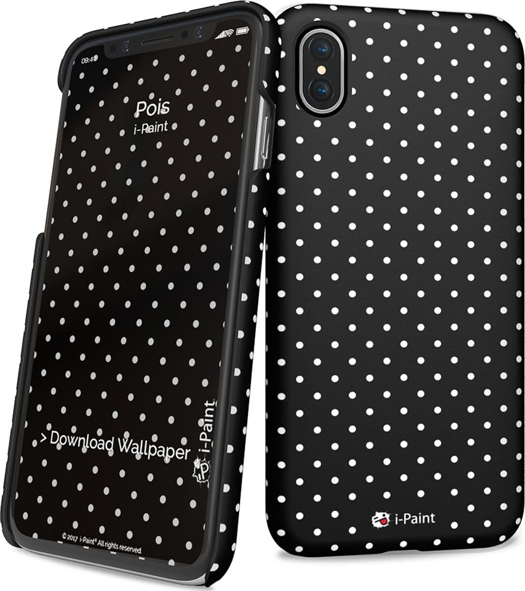 i-Paint cover Pois - zwart - voor iPhone X