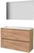 Basic-Line Ultimate 39 Badkamermeubelset - Ondiep - 100 x 39 cm - Greeploos - 2 Lades - Acryl Wastafel - Zonder Kraangat - Spiegel met Indirecte LED Verlichting - Whisky Oak