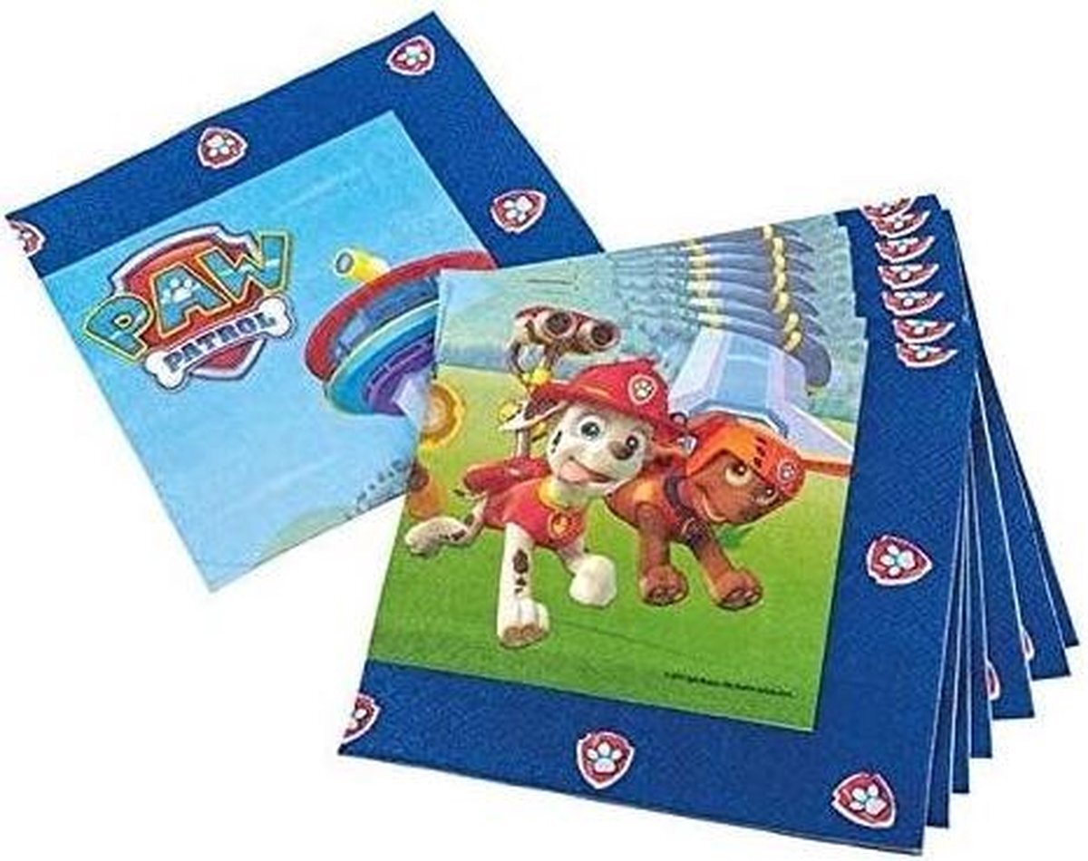 tib Servetten Paw Patrol 33 Cm Papier Blauw 20 Stuks