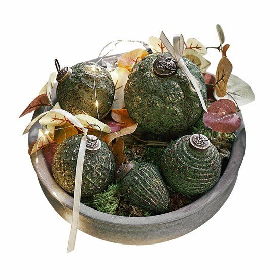 LOBERON Kerstversiering set van 6 Moriches groen