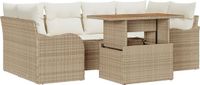 vidaXL Tuinbank Set Beige Polyrattan