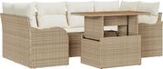 vidaXL Tuinbank Set Beige Polyrattan