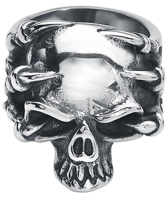 etNox hard and heavy etNox Claw Skull Heren Ring - zilverkleurig