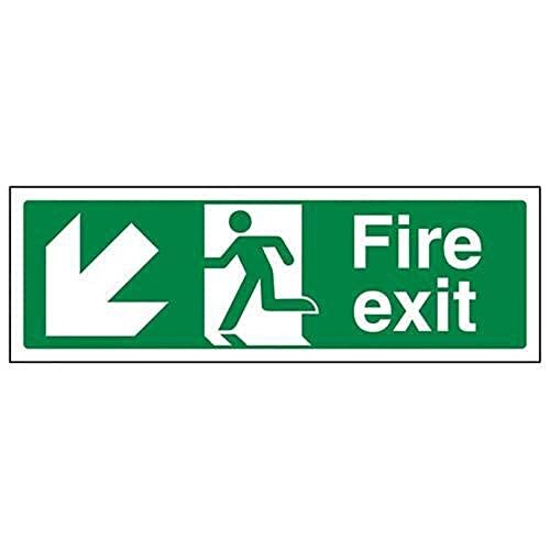 V Safety VSafety Fire Exit Pijl Links omlaag - 450mm x 150mm - 2mm Rigid Plastic