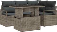 vidaXL Tuinbank - Set - 5 - st - Grijs - Poly - rattan
