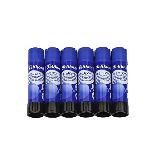 pelikan Pelifix 6 stuks lijmstick 10 g, transparante lijm, oplosmiddelvrij, wasbaar, veilig voor kinderen, school, werkpapier, karton en foto's, 6 stuks