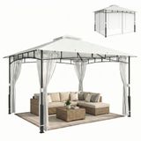 Outsunny Gazebo-Metaal, Polyester-360L x 300B x 275H cm-Zwart