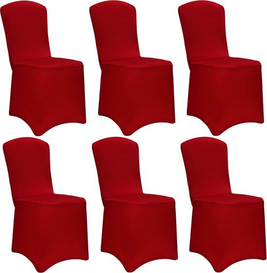 Detex Stoelhoes Set van 6 - Stretch 80 tot 110cm Universeel - Bordeauxrood