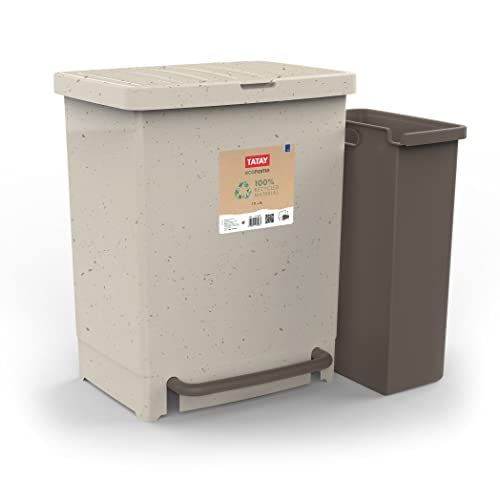 Tatay Gerecycleerde emmer, 17 l + 8 l, 25 l, met pedaal, polypropyleen, BPA-vrij, 100% gerecyclede kunststof