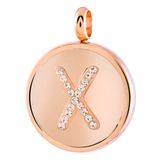Lucardi Dames Gerecycled just.d stalen hanger roseplated letter kristal