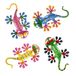 hogardeck Metalen gekko buitenmuurdecoratie, 4-pack hagedis muurkunst tuinsculpturen en standbeelden met schudkop buiten lentedecoratie voor voortuin, hek, terras