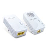 Metronic 495469 WiFi Powerline stopcontact 600 MB/s met 2 Fast Ethernet-poorten 100 MB/s (CPL Wi-Fi) en 1 Fast Ethernet-poort 100 MB/s (CPL) en uittrekbaar stopcontact