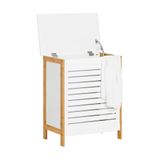 SoBuy FSS66-WN Badkamerkast - Wit Houten Opbergkast met Deksel