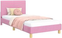 vidaXL Cadre de lit pour enfant avec tête de lit Rose Tissu 90 x 190 cm