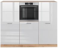 Vicco R-Line Bloc cuisine – 180 cm sans plan de travail Blanc laqué/chêne doré power