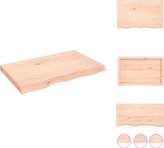 vidaXL Wandschap - 80x50x(2-6) cm - onbehandeld - massief - eikenhout