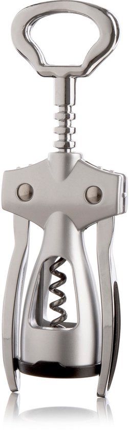 Vacu Vin Vleugelkurkentrekker Zilver – Winged Corkscrew – Kurkentrekker met Hefboomarmen – RVS