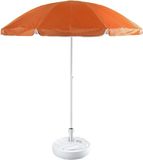 Parasol Oranje léger plage/jardin basique - en nylon - Dia 200 cm - avec pied de parasol remplissable blanc en plastique