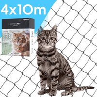 Gerdes Kattennet voor Balkon 4 x 10 m - Zwart - Nylon - Inclusief Bevestigingsmateriaal