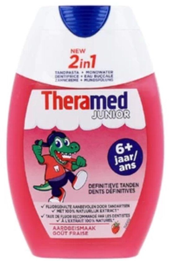 Theramed Tandpasta 2 in1 Junior Aardbeismaak 6+ - 75 ml