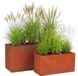 Merkloos Plantenbak - set van 2 - langwerpig - staal - bruin