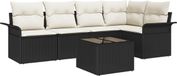 vidaXL Tuinbank Set 6-delig Zwart Polyrattan