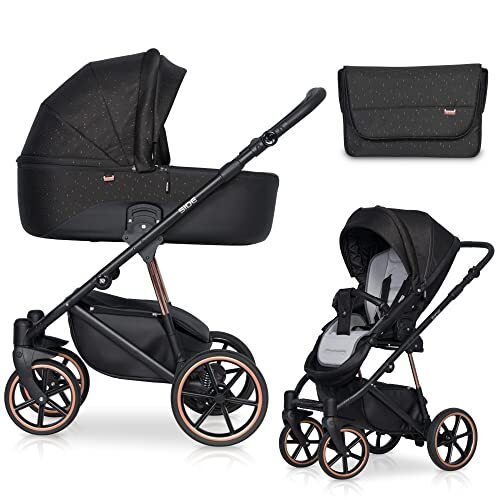 Lux4Kids Kinderwagenset in pastelkleuren met aluminium frame Side by Copper 2-in-1 zonder babyzitje