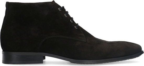 Manfield - Heren - Zwarte suède veterschoenen - Maat 41