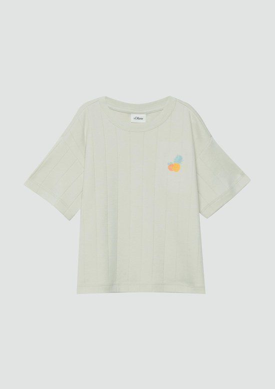 s.Oliver T-shirt met korte mouwen en ronde hals voor kinderen, effen, crème, maat 104/110